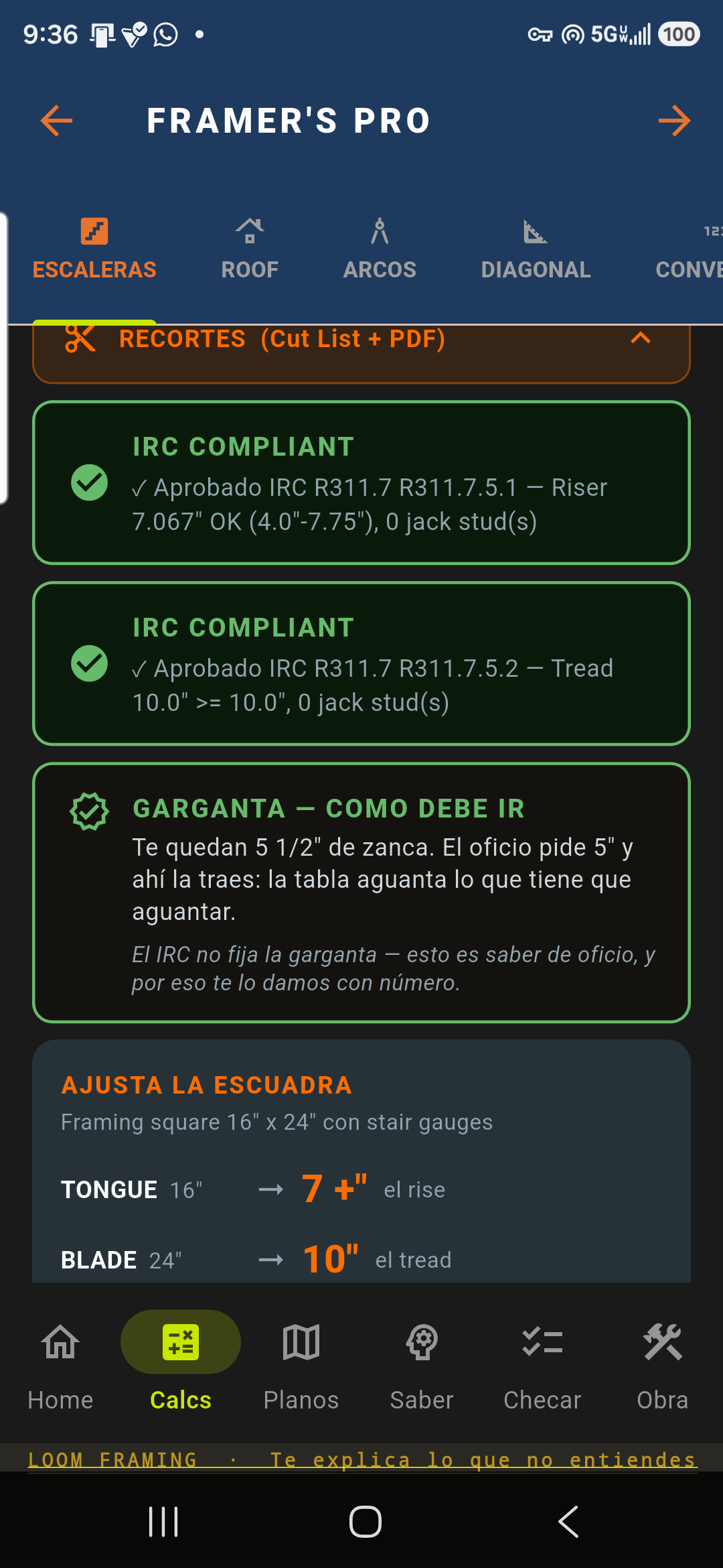 El recibo del cálculo: le das tap al resultado y ves el paso, con el código que lo respalda
